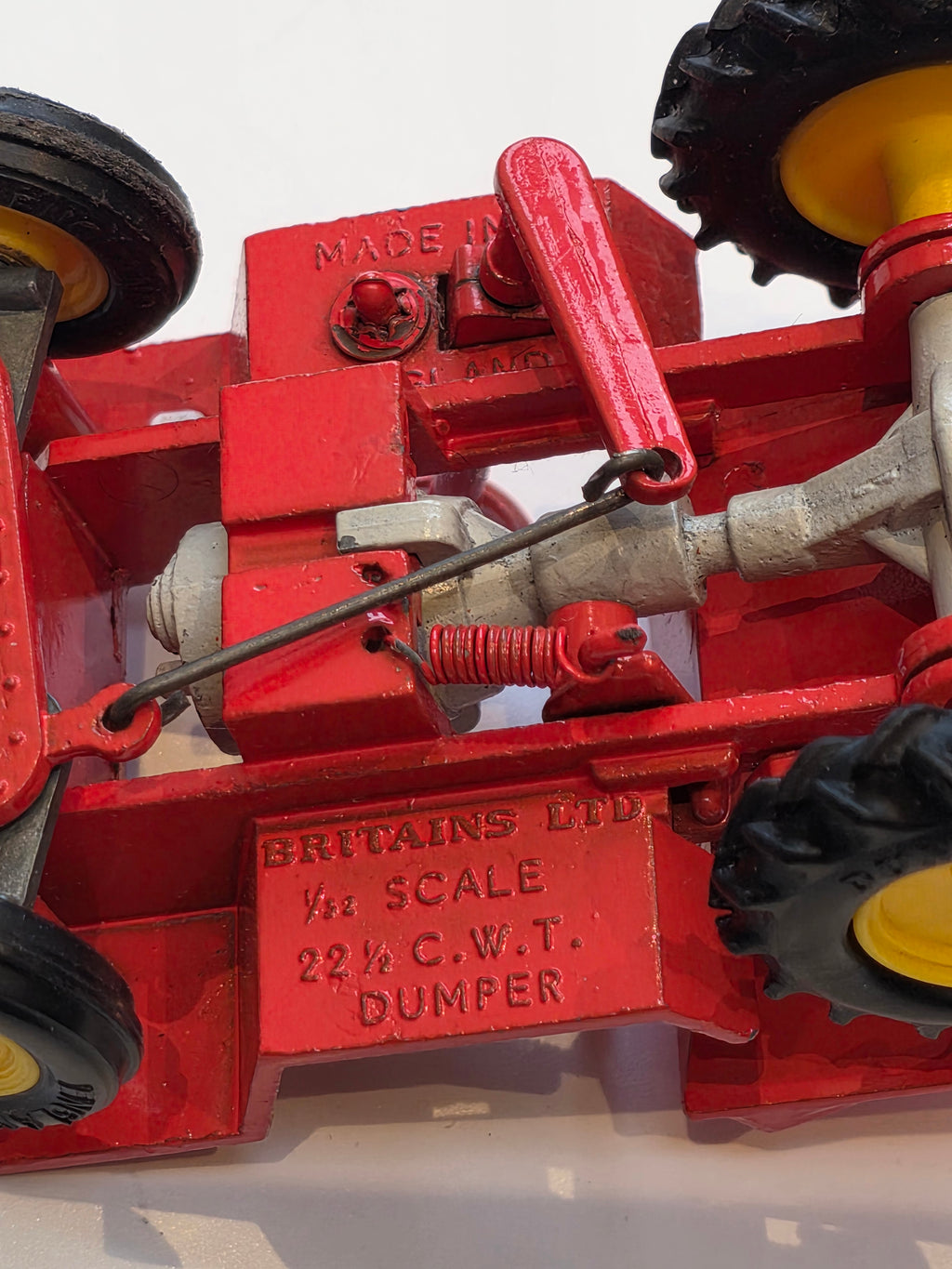 1960s Rare 1:32 Britains 9670 FARM WINGET 22.5 C.W.T. DUMP TIPPER SKIP TRUCK RED