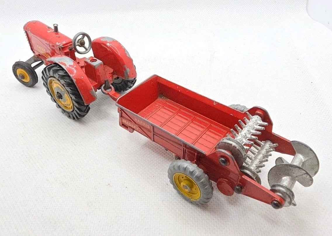 Dinky Massey Ferguson Tractor with Dinky 27c Manure Spreader Farm Set Original