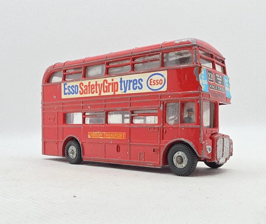 Dinky Toys 289 Routemaster Bus - Esso Safety Grip Tyres Route No 221 Playworn Original 1970s Model