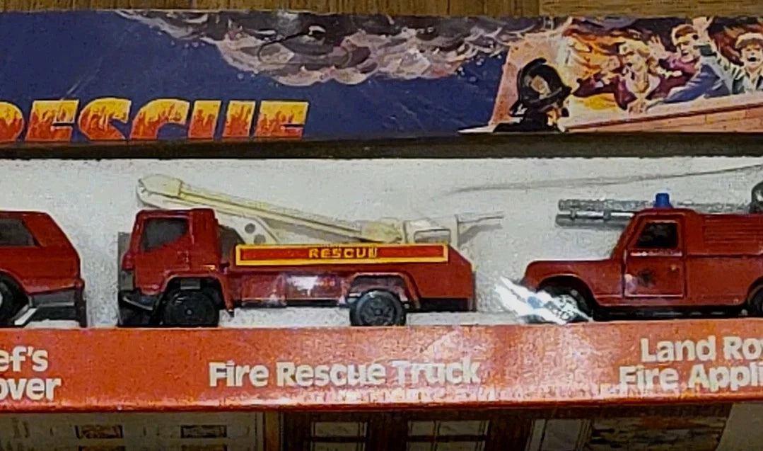 Dinky 304 Fire Rescue Gift Set 3 Vehicles Range Rover Land Rover Truck 1979s MIB