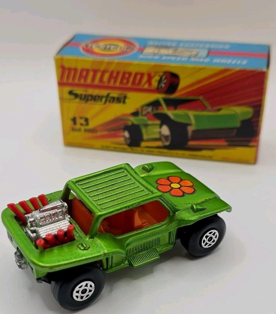 Baja Buggy 1971 Lesney Matchbox Superfast No 13 Mint Boxed Green With Flower
