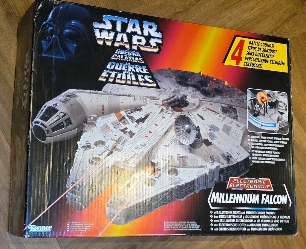 STAR WARS KENNER 1995 MILLENNIUM FALCON. Boxed Complete Tested Working + 4 Figs
